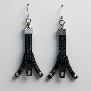 Zipper Earrings | Split Decision No. 3 - Black
