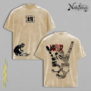 [Nakama] Vintage Linkin Hybrid-Theory Chester Bennington Graphic Washed Tee, One Step Closer Alternative Nu Metal Graphic T-Shirt, Rock Park Streetwear Oversized Unisex Shirt, Heavyweight Premium Cotton Music Fan Gift Apparel, Y2K Grunge Aesthetic Tee