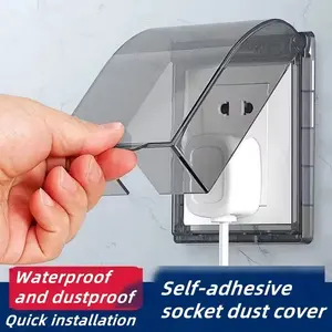 Waterproof Self-Adhesive Socket Box, High-Line Switch Cover, No Drilling Splashproof Outlet Protector, Bathroom Power Plug Holder