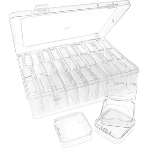 30Pack Clear Bead Storage Containers with Hinged Lid Mini Plastic Box for Organizing DIY Jewelry Craft and Bracelet Making (2.15 X 2.15 X 0.8inch)