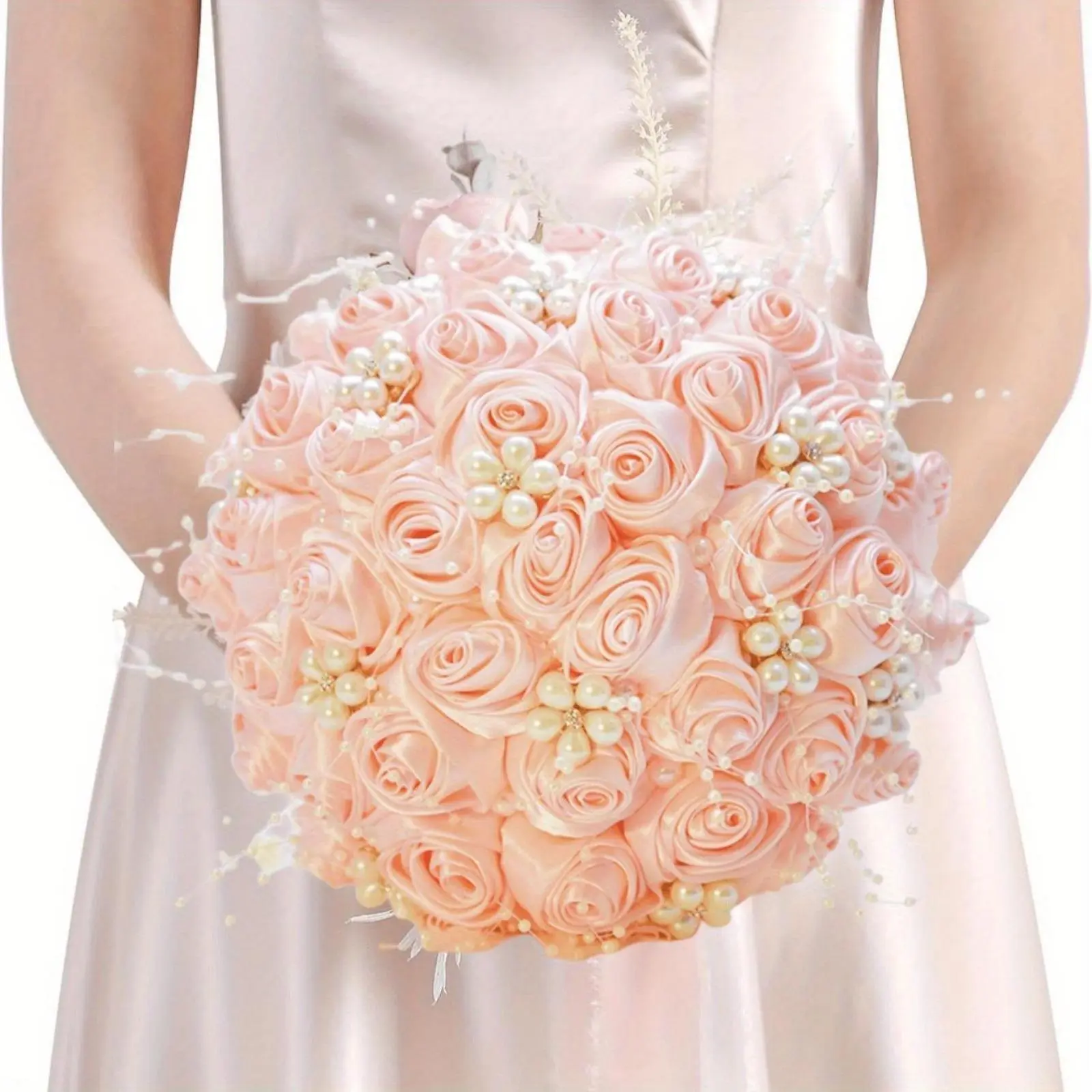 Bride's Wedding Bouquet and Rhinestone Art Bouquet Bride Bridesmaid Pearl Luxury Bouquets, Bridesmaids Holding Flowers Room Decoration Anniversary