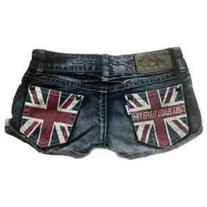 Union Jack Flag Denim Shorts | Luxury Textured High-Waisted Cut-Offs | British Punk Retro Festival Wear