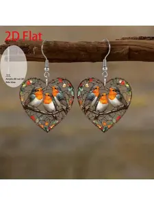 Bohemian branch bird acrylic earrings -3 colorful bird heart pendant earrings, lightweight daily jewelry gifts (birthdays, holidays) for female friends and family, birthday gifts, party accessories, minimalist style, elegant design,