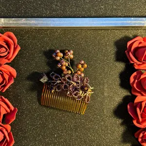 Handmade cute Purple Haze Pearl Beaded Hair comb