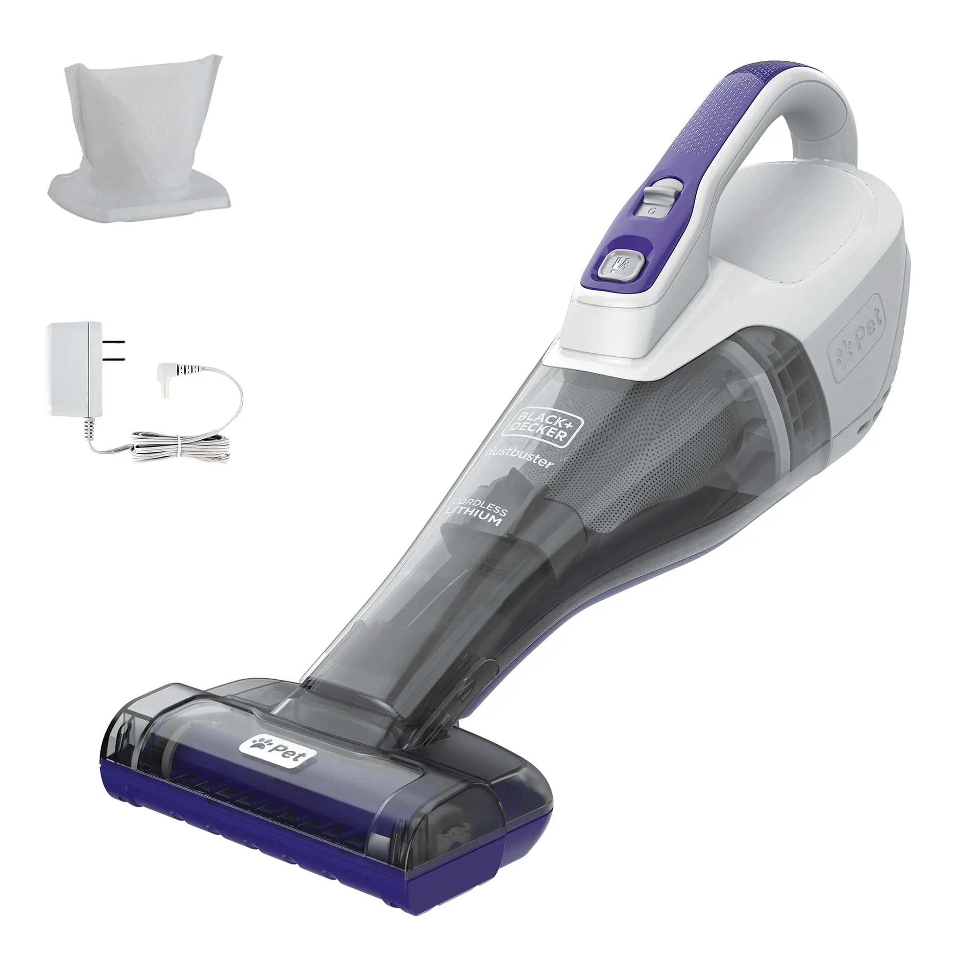 BLACK+DECKER Furbuster Cordless Handheld Vacuum, for Car, Pet Hair & Multi-Surfaces, Powerful Suction, HLVB315JP07W