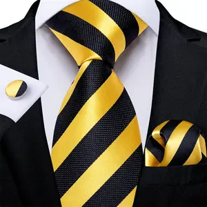 Black and Yellow Striped Men’s Tie – Classic Formal Necktie for Business & Events