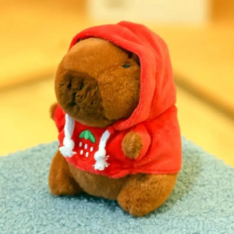 12cm (4.72in) Unisex Cute Capybara Plush Toy, Hoodie & Wings Equipped Simulation Stuffed Animal, Anime Fluffy Toy for Birthday Parties