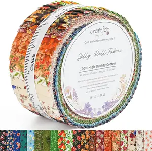 Newbrothread&Craftido 100% Cotton Jelly Roll Fabric 40 Strips 2.5" x 44" Precut for Quilting Sewing Crafting Retro Style, TikTokShopDealsforYouDays, SummerWins