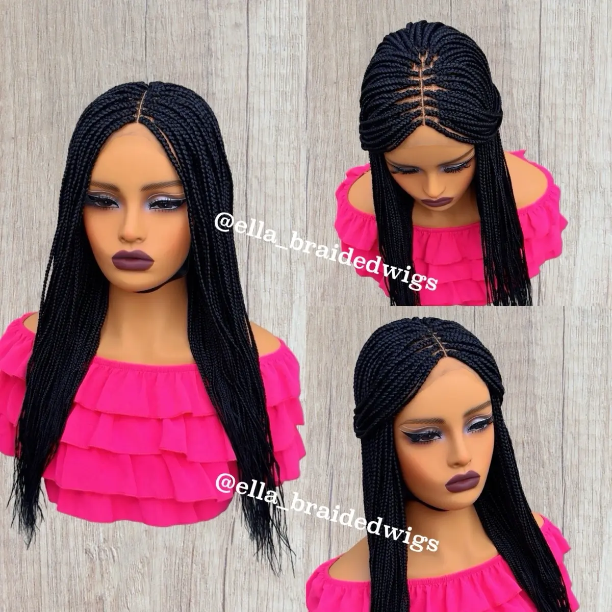 Braided Color #1 20inches 4x4 Closure Lace Wig