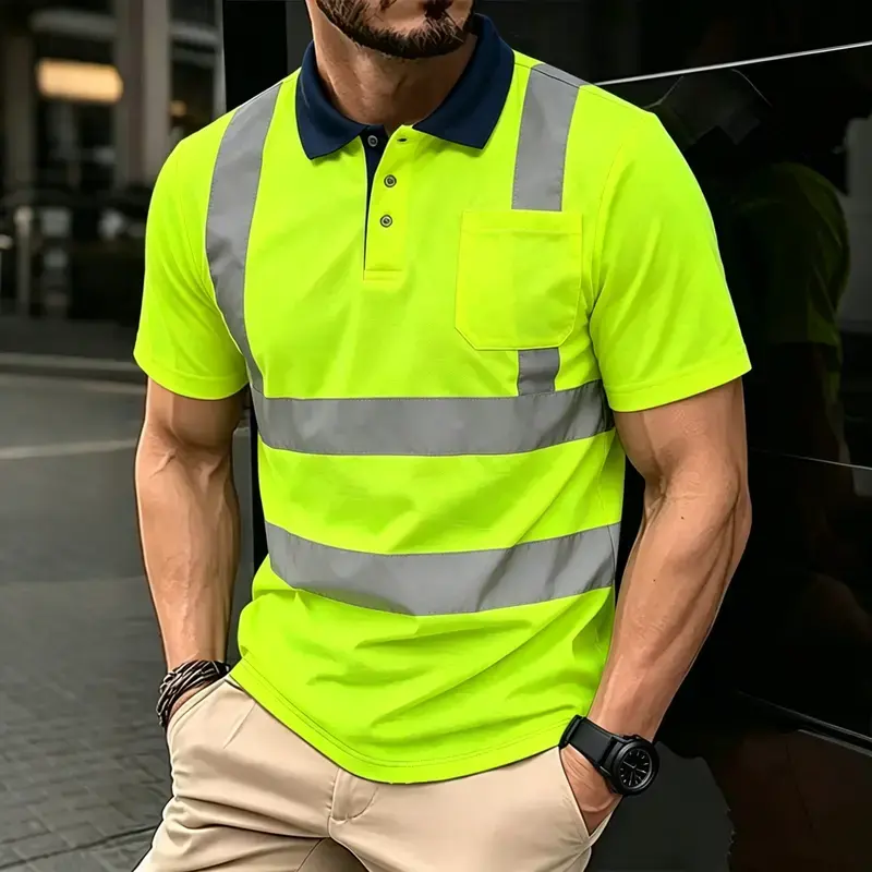 Reflective T Shirt with High Visibility Safety Design for Night Work,Breathable Lightweight Construction Site Reflective Polo Shirt for Men and Women,Outdoor Running Cycling Workwear,Durable Reflective Clothing for Daily Safety,Warehouse Jobs