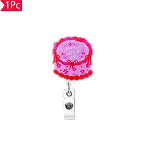 Glitter Badge Reel, Bow & Flower Sweet ID Clip, Perfect for Cute Lovers, Literally Just a Girl Design, Stylish Accessory, Retractable Badge Reel
