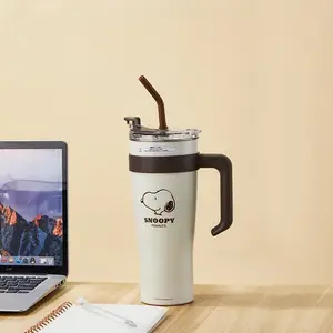 Snoopy Series Giant Large Capacity Straw Steel Cup,54OZ Stainless Steel Jumbo Straw Tumbler - Oversized Insulated Peanuts Cup with Straw, Perfect for Hot & Cold Drinks On The Go（1pc)