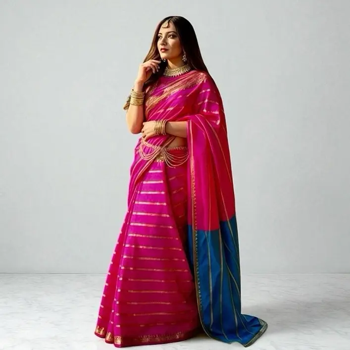 Silk Saree in Magenta Colors - Elegant Design with Smooth Fabric and Classic Style