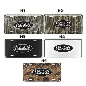 Peterbilt logo Camo License Plate, 12" x 6" Aluminum Vanity Tag for US Vehicles, best gift, Old School Bottomland Camo/ Duck Camo/ Woodland Camo Vanity Plate