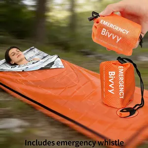 Pe Material Insulated Sleep Bag with Emergency Whistle, Lightweight Portable Outdoor Adventure Gear, Compact Foldable Design