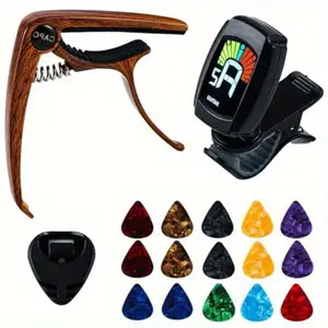 18PCS Guitar Accessories Kit - Guitar Capo, Tuner, Picks, Clip-On Tuner for Guitar, Bass, Ukulele & Violin
