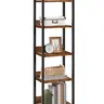 MAHANCRIS 5-Tier Rectangular Rustic Brown Metal & Wood Bookshelf - Stable Anti-Tipping Racks, Furniture for Small Spaces, Apartment Furniture, Room Decor, Storage Organization Organizer, Bedroom Indoor Shelves