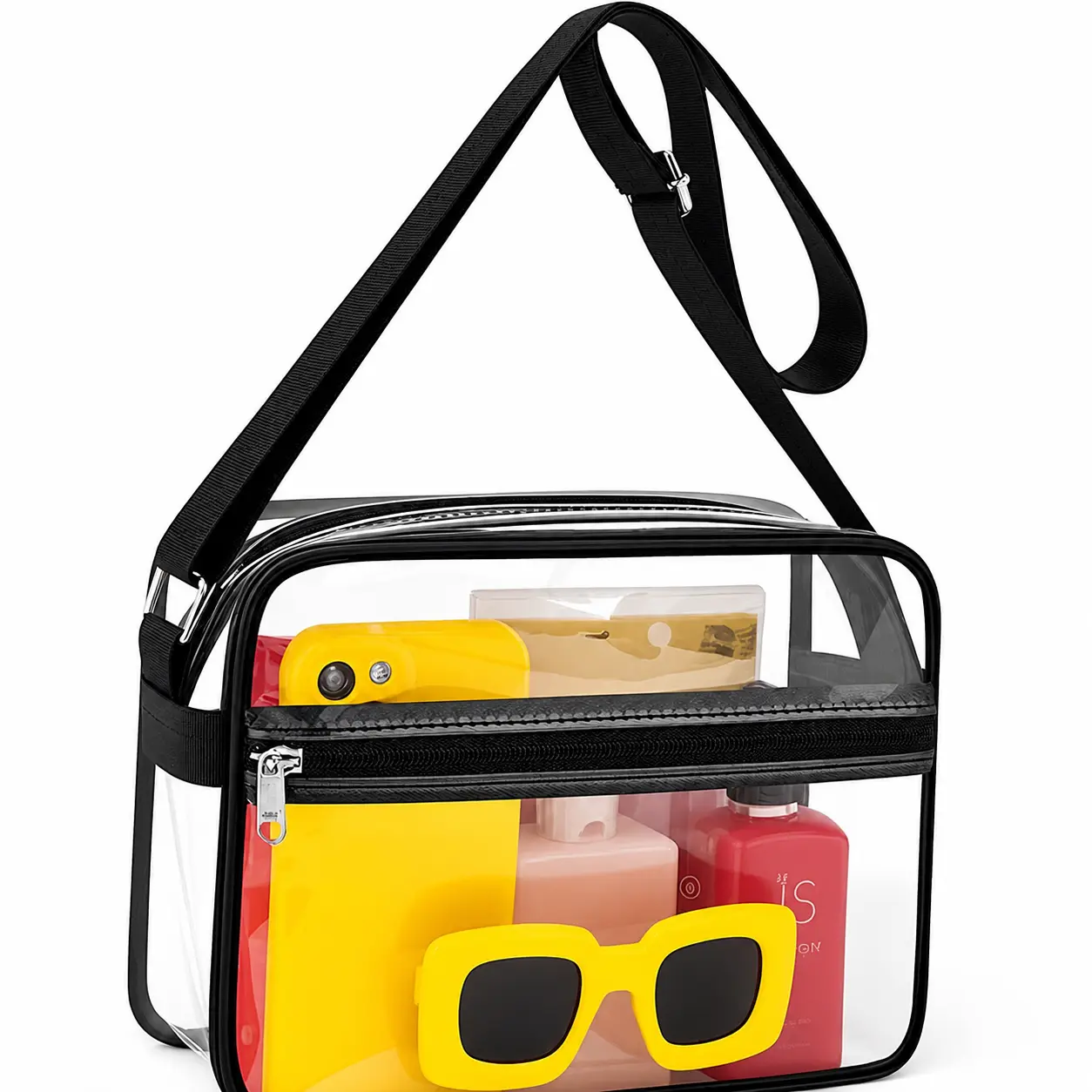 Waterproof Stadium Clear Crossbody Purse, for Game Day, Concert Gatherings & Daily Casual Outings, Zippered Transparent Messenger Bag, Lightweight Organized Ladies Handbag