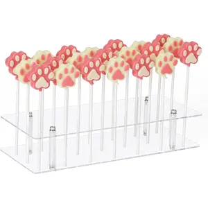 21 Holes Lollipop Display Stand, Acrylic Clear Cake Pop Display Holder, Cakepopsical Stand for Weddings, Baby Showers, Birthday, Party