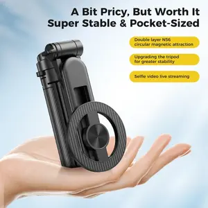 2025 New 4-in-1 Multifunctional Magnetic selfieStick-3600 Rotation, Compact & stylish, withWireless Bluetooth Control, Magnetic PhoneHolder for Selfies/Video Recording/vloggingCompatible with Most Phone Modes