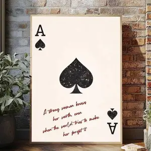 Ace of Spades Strong Woman Unframe Poster, Vintage Playing Card Poster, Empowerment Quote Canvas, Aesthetic Room Decor, Ace Card Wall Decor