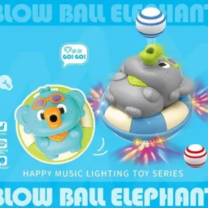 Animal Toy Cartoon Electric Blow Ball Elephant with Light and Music, Plastic Toy for Kids, Musical Light Up, Tummy Time Toy for Babies, Interactive Learning Toy for Toddlers, Kids for Christmas, Birthday