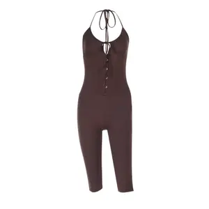 Women's Waist Cinched Slim Halter Top Five-Piece Cropped Pants Set, Comfortable & Stylish, Perfect for Daily Wear, Versatile Fashion Choice