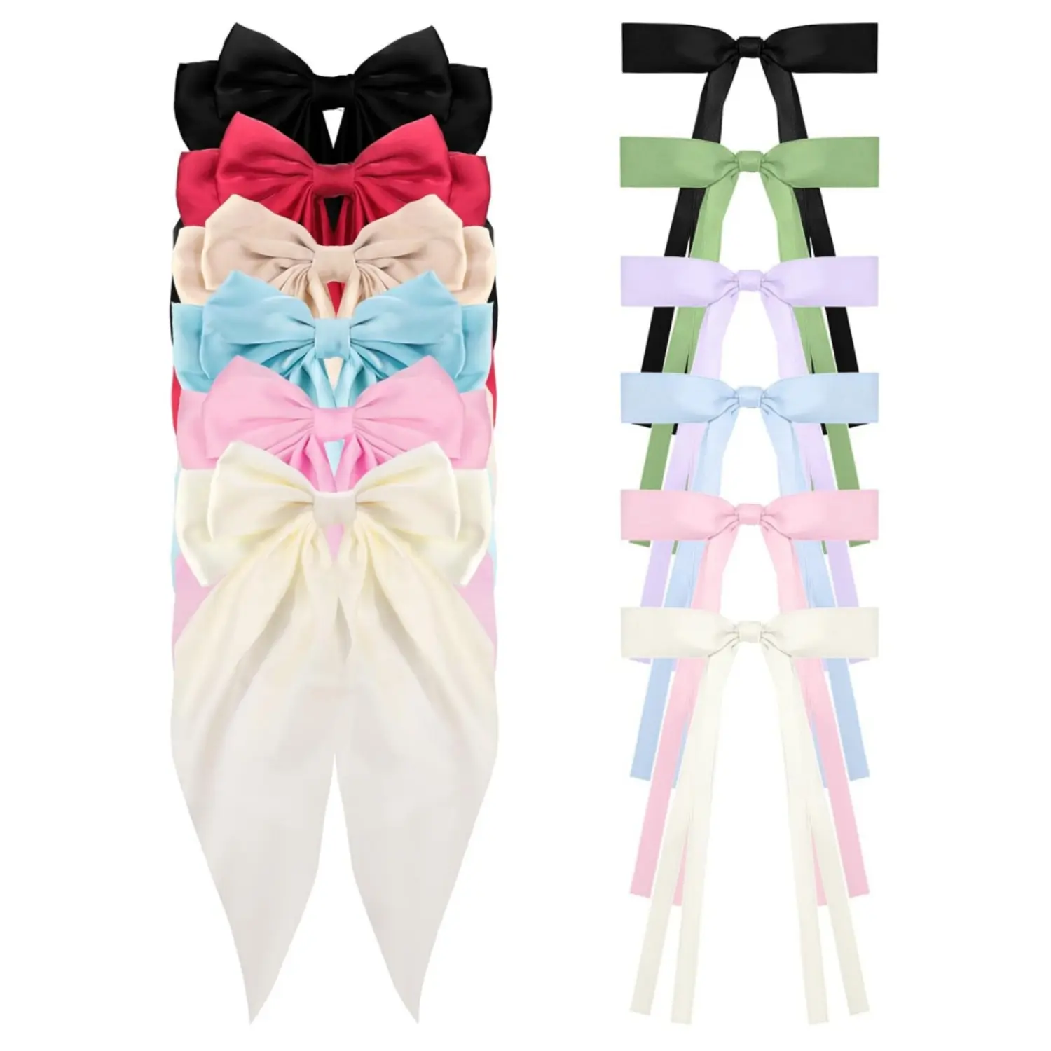 12 PCS Hair Bows for Women,Hair Ribbon Hair Bows With Long Tail,Hair Bow Clips Hair Barrettes for Women Accessories - Home Improvement.