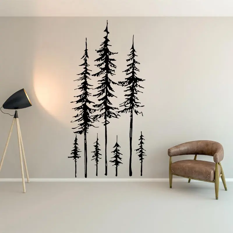 Trees Forest Pine Wall Decals Vinyl Interior Art Home Decor for Living Room Bedroom Sofa Background Wall Stickers Murals A929