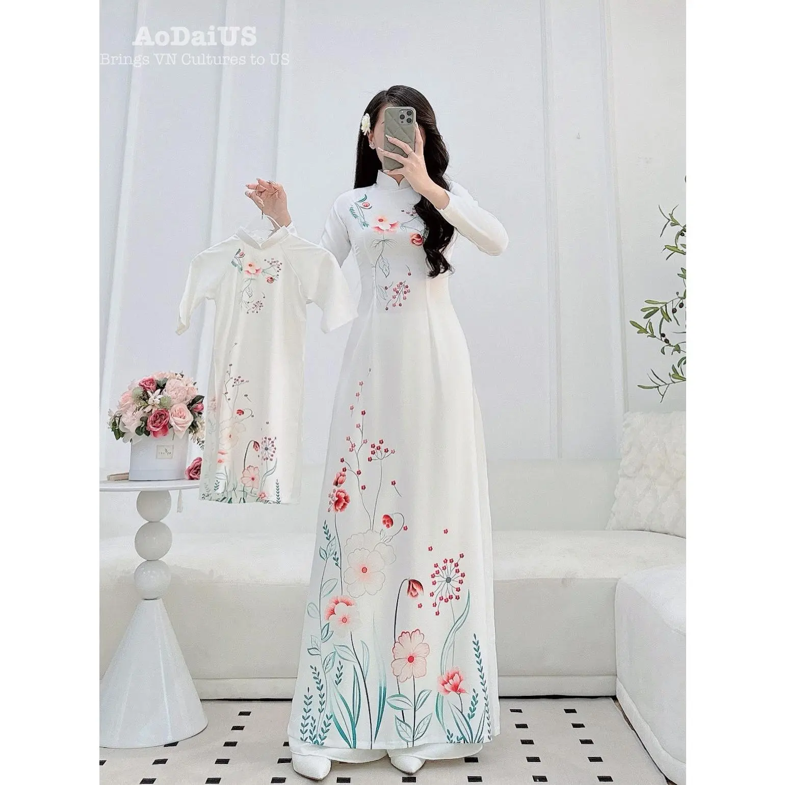 Floral F21 White Dress Beautiful White Dress With Blue From Forever 21,  Size Small