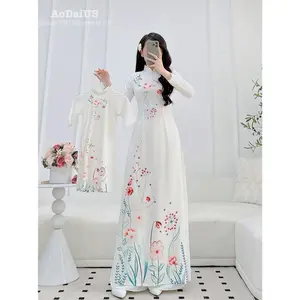 Floral Mother Daughter Matching Vietnamese Áo Dài F21