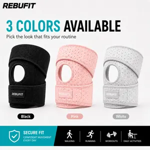 REBUFIT Adjustable Open Patella Knee Brace - Breathable Dual Compression Stabilizer for Pain Relief, Meniscus Tear Support, Running (Sports & Outdoor Protective Gear Accessory)