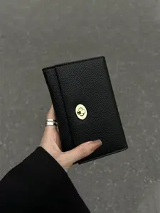 Women's Textured Short Wallet, Fashionable Pu Leather Buckle Trifold Wallet for Daily Used, Casual Trendy Versatile High-quality Daily Wallet