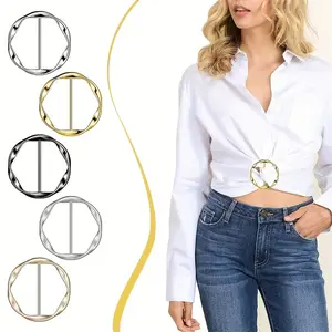 5-Piece Multifunctional Metal Scarf & Shirt Clips Set, Adjustable Clips, Easy Knotting and Waist Cinching Accessories, No-Sew Clothing Fixing