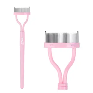 Eyelash Comb Separator Eyelash Brush and Comb Lash Separator With Comb Cover Arc Designed Cosmetic Brushes Tool Pink (1PCS)