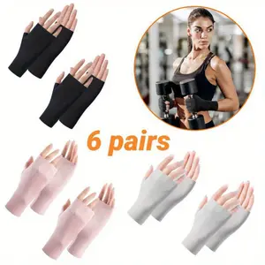 Women's Outdoor Sports Gloves, 6 Pairs Half Finger Breathable UV Blocking Gloves for Cycling, Jogging