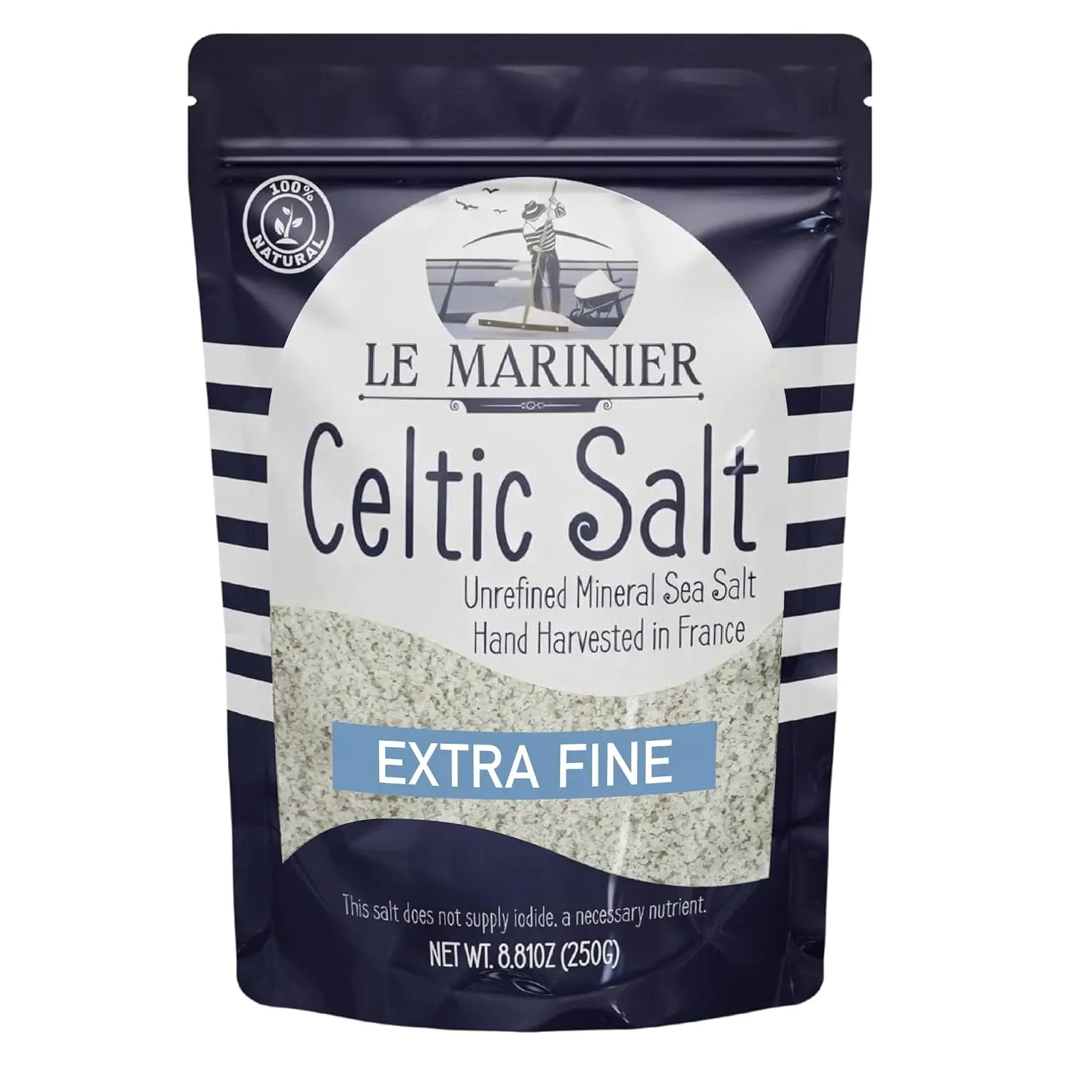 French Sea Salt Extra Fine, 8.81oz – 0.6lb. Celtic Salt Organic- Natural, Mineral Rich, Unrefined, Hand Harvested (0.6lb Extra Fine)