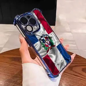 Dominican Republic Flag  Printed collage pattern Bright colors Suitable for Aesthetic Electroplated TPU Casing For iphone 17 16 15 14 13 12 11 PRO PLUS MAX AIR Samsung S26 Four Corners Anti-Fall Transparent Casual Soft Silicone Phone Cases L1845
