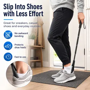 Shoe Horn Long Handle Tool, Durable Shoe Helper Aid, Easy-To-Use Shoe Lifter, Telescopic 16"-38", Sturdy Aluminium Alloy, Shoe Horn Long Handle For Seniors Men Women Kids, Shoehorn Long-handled for Boots, Essential Footwear Accessory for Daily Use