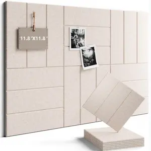 6-Piece Decorative Felt Board Set, Light Camel Color, Dual Slot Square Design, Photo Stick-On, Ideal for Home & Office Decor