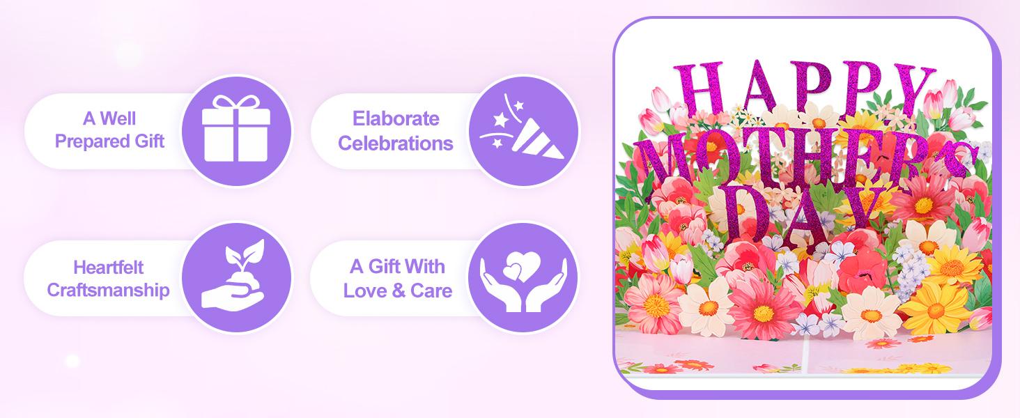 Best Mom Gift! D4DREAM Pop Up Card Mother's Day Flower Greeting Card for Her Best Mom Gift! D4DREAM Pop Up Card Mother's Day Flower Greeting Card for Her