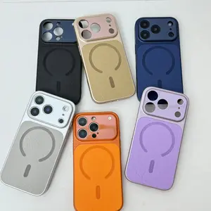 Compatible with iPhone 17 Pro Max Orange MagSafe Magnetic Case iPhone 16 Pro Leather Texture 15PM Full-Cover Drop Protection 14 Minimalist Premium Aesthetic 13 Fashionable New Niche Business Protective Case