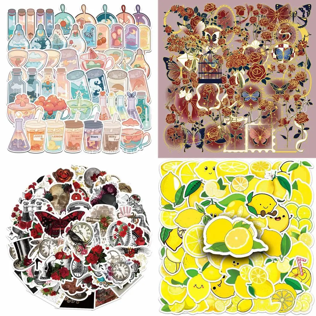 24.0-Sticker and Paper Material Pack for Junk Journaling, Scrapbooking, and Mixed Crafts