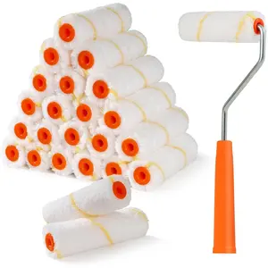 24 Pack Microfiber Paint Roller 4 Inch, Mini Paint Roller Covers, 3/8 Inch Nap, Small Paint Rollers for House Painting with Paint Roller Frame, Wall Painting Tool