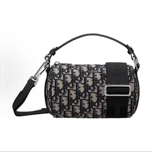 Pre-owned Dior Canvas Crossbody Bags Roller Oblique Top Handle Blue CPU1112