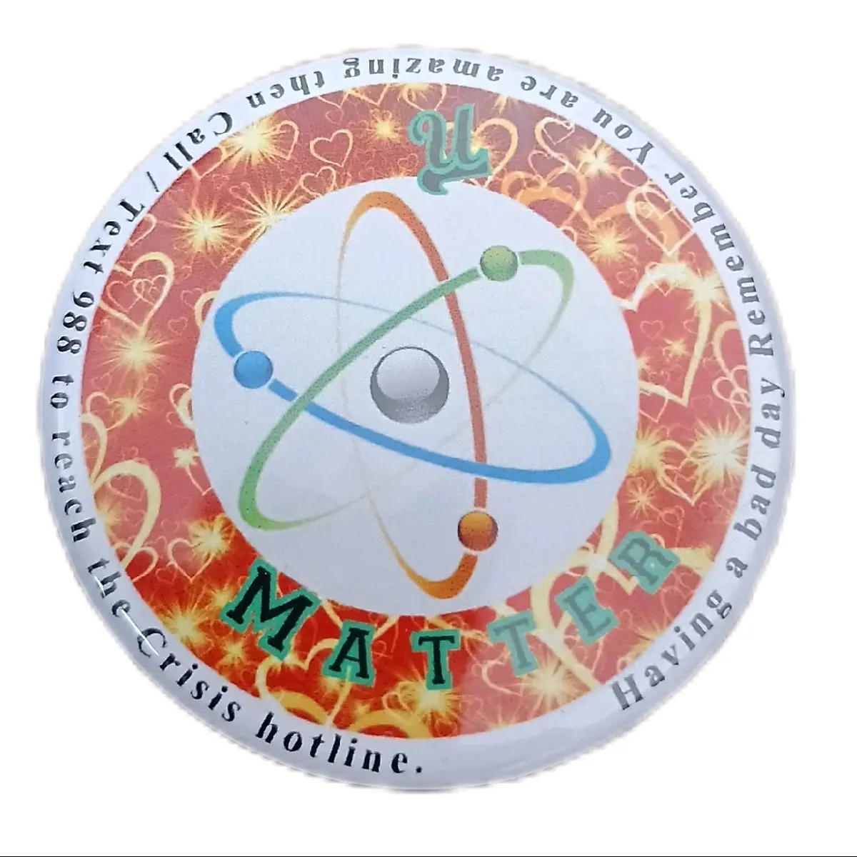 U Matter 2.25 Inch Mirror with Crisis Hotline Information and a hearts arount the boarder for Mental Health Support and Self-Reflection - Kitchen