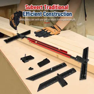 Adjustable Stair Tread Template Tool, Foldable Storage Design, Precise Measuring Instrument for Stairs & Shelves, Easy Project Layout