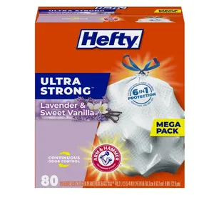 Ultra Strong Tall Kitchen Trash Bags, White, Lavender Scent -13 gallon Trash Bags, 80 Bags