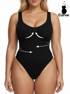 Plus Size Women's Curvy Shapewear Bodysuit | Adjustable Crotch Hook Closure, Seamless Tank Top, Slim Fit, Tummy Control, Soft Breathable Fabric for Daily Wear,Ultra-Soft Fabric for Summer & Lounge Wear,All-Day Comfort