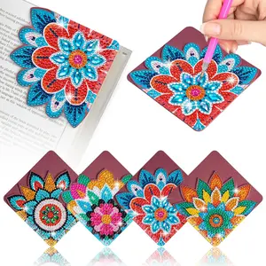 4 count  Painting Bookmarks, DIY  Art Kits for Adults, Book Corner - Protecting Bookmark Craft Supplies Kits for Book Lovers(Mandala B)